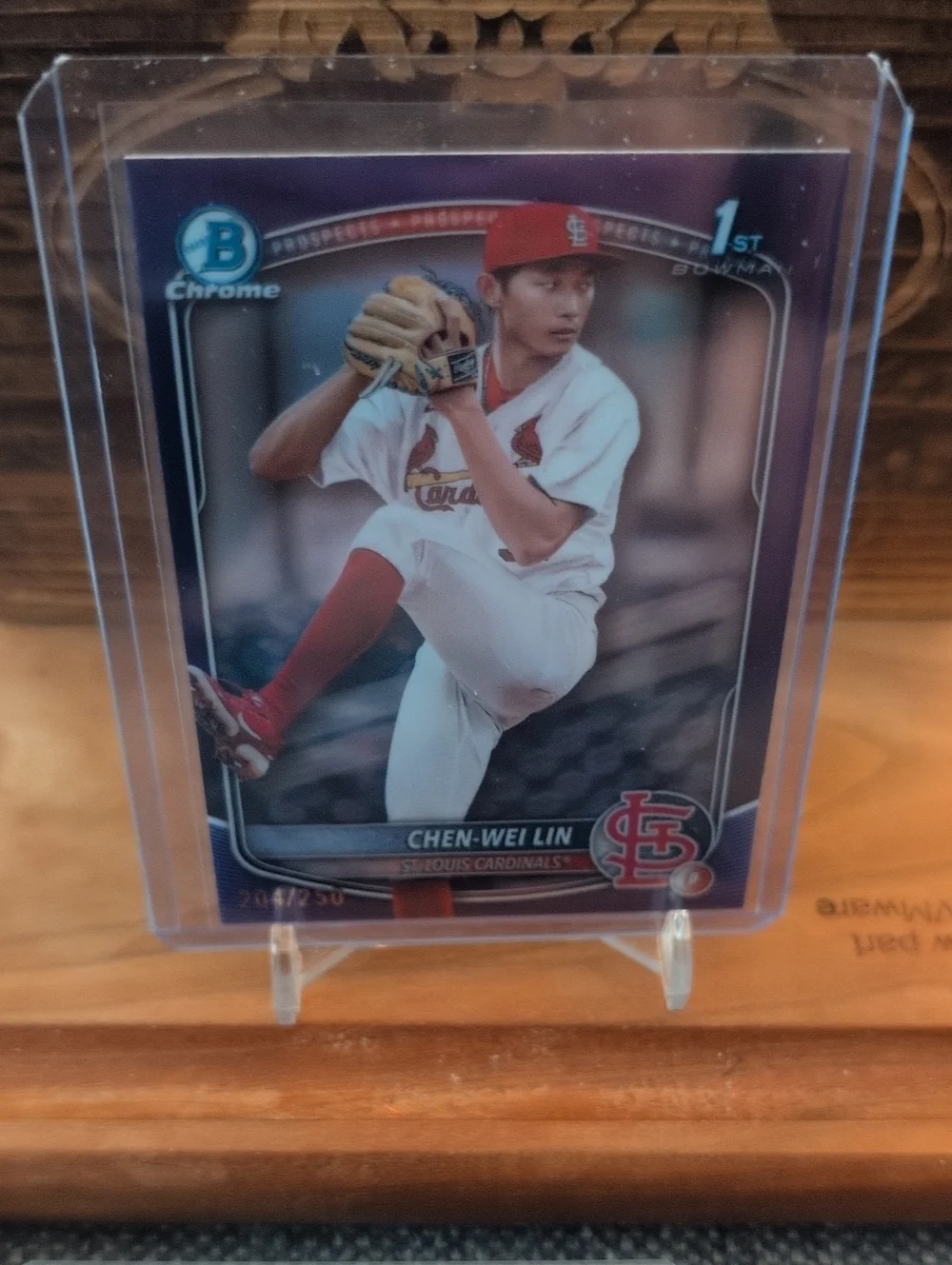 2025 Bowman Chrome 1st Chen-Wei Lin Prospect Rookie Card #204/250 Cardinals - Picture 1 of 4